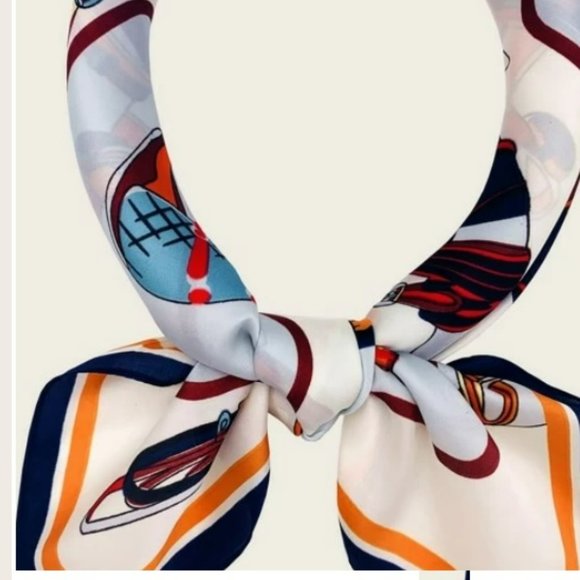 Faux Silk Scarf (Satin scarf w/floral print in bandana size 27 X 27 inches) - Picture 2 of 2